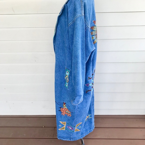 Sunbelt BeJeweled Painted Denim Duster Coat - Picture 7 of 8